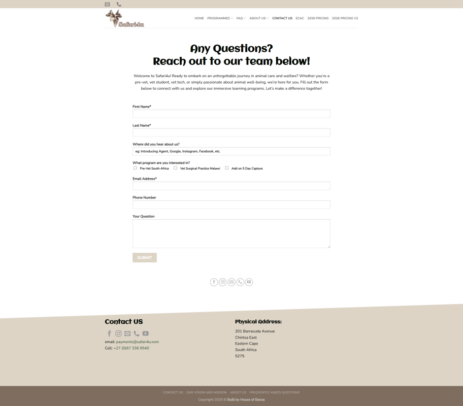 8 Safari4u Contact Us Page 912x800