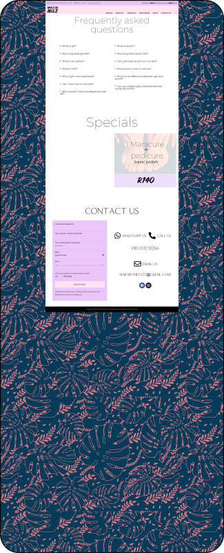 Nails By Nels FAQ Page Desktop 325x800